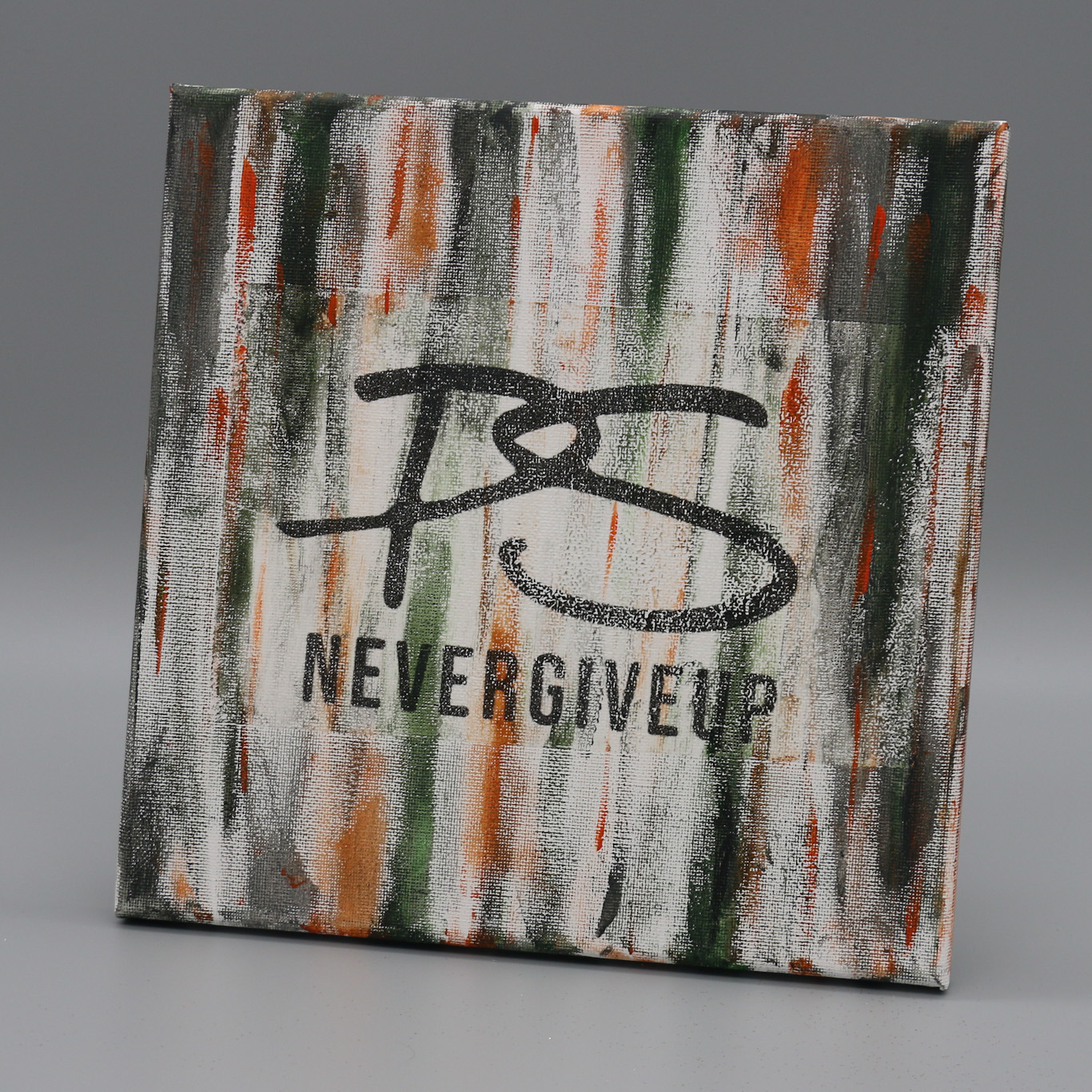 "Camo" Hunter Green/Gray/Orange Glitter PSNeverGiveUp Canvas