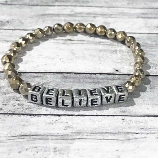 Handmade Mens "Believe" Bracelet