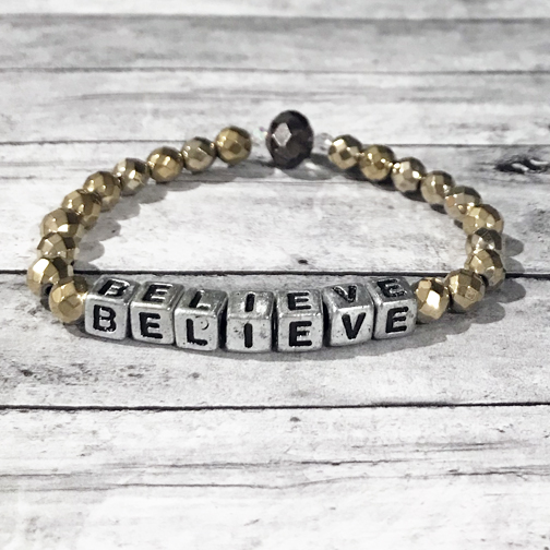 Handmade Womens "Believe" Bracelet