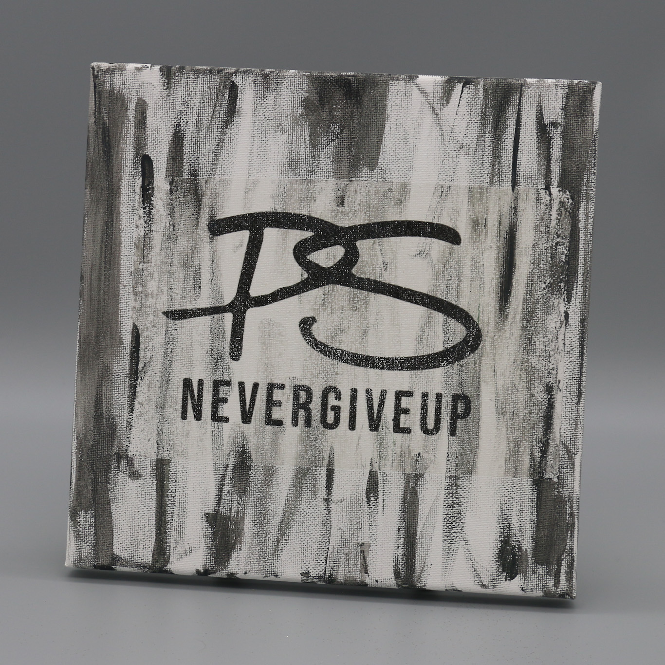 Gray Hand-Painted PSNeverGiveUp Canvas
