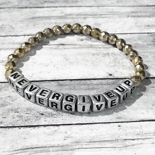 Handmade Mens "Never Give Up" Bracelet