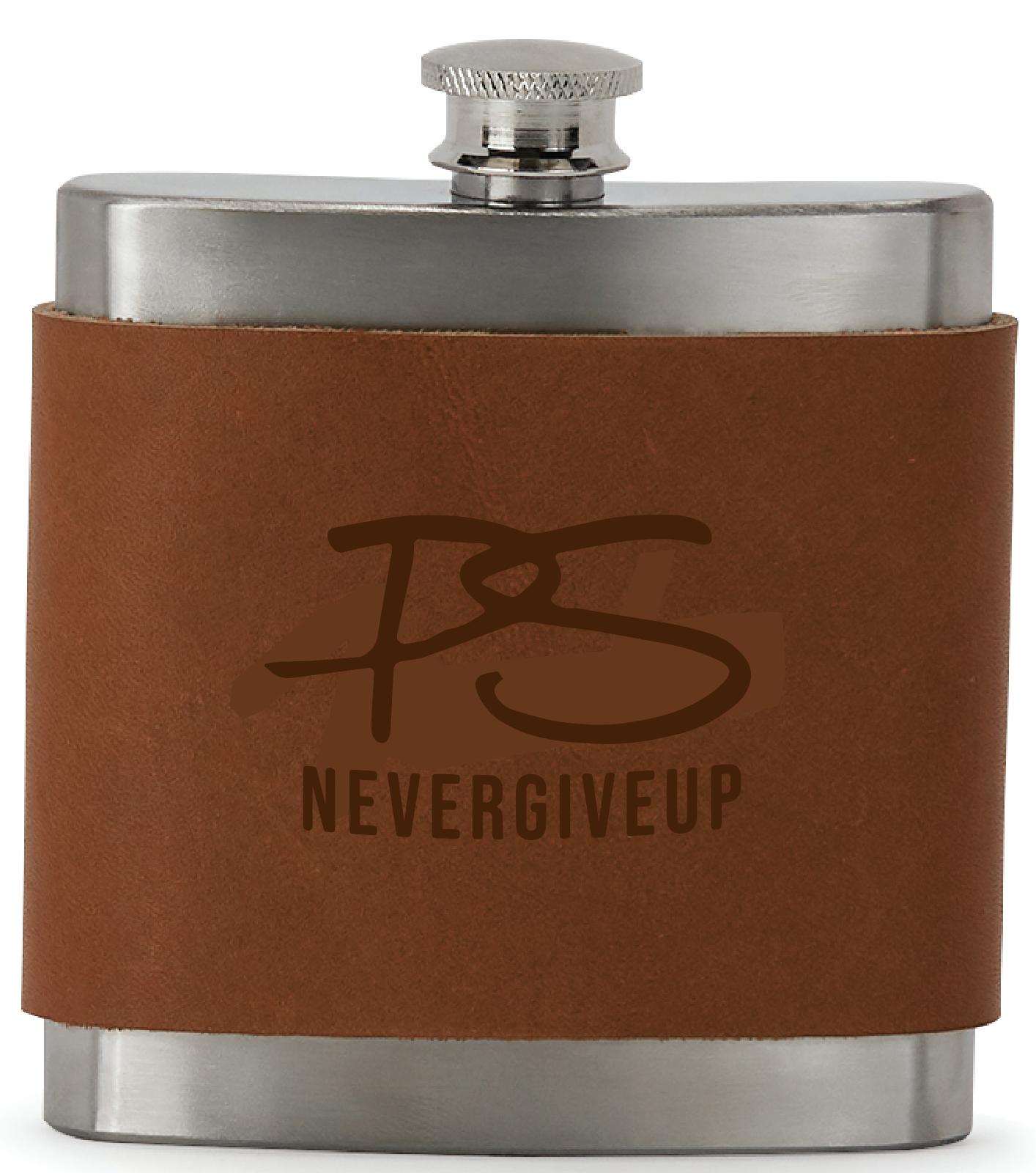 Leather-Wrapped Stainless Steel Flask